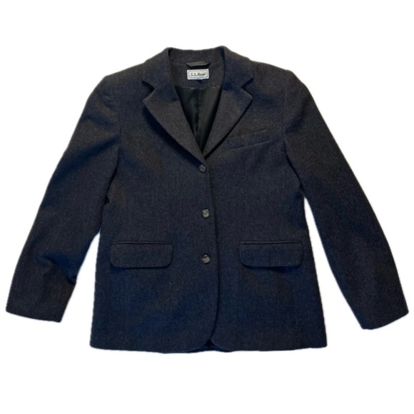 L.L. Bean Jacket Womens SZ 8 Charcoal Gray Wool Cashmere Blend Blazer Cl… - Picture 1 of 11